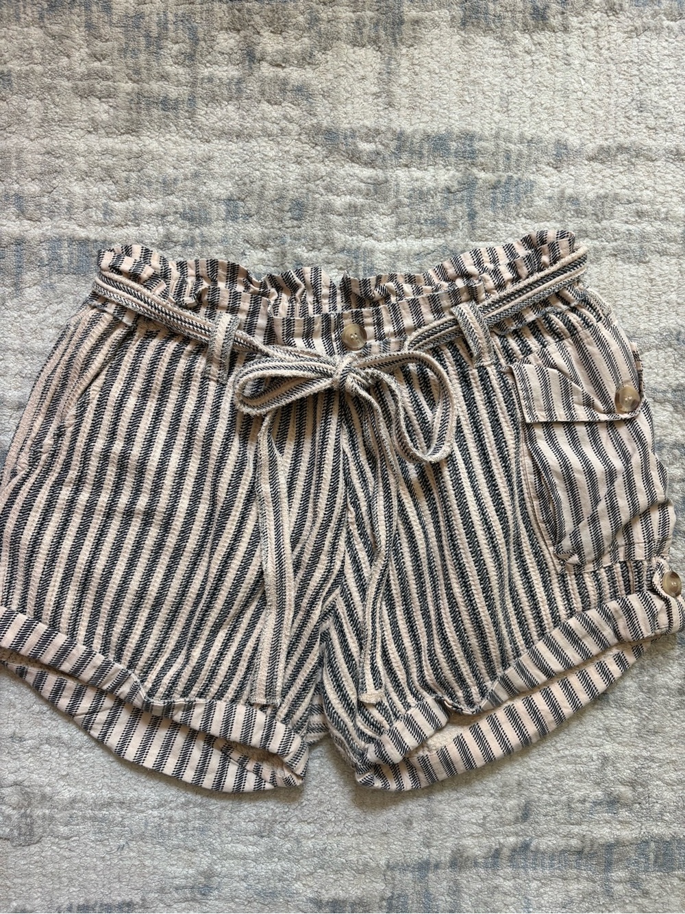 Free People Striped Paperbag Waist Shorts